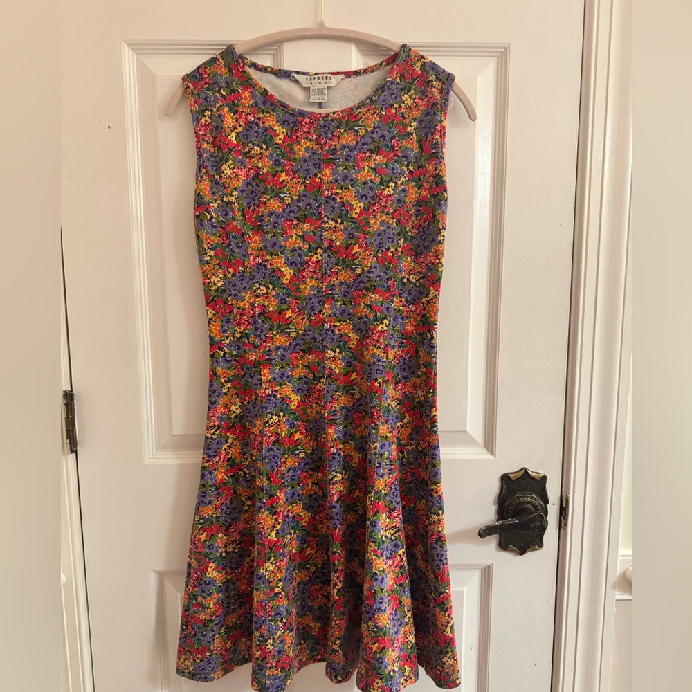 Express Tricot Floral Skater Dress | Size L